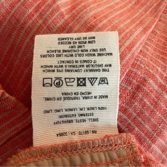 Anthropologie Coral Pink White Striped Linen Pull-On Pants 20242 - Picture 13 of 15